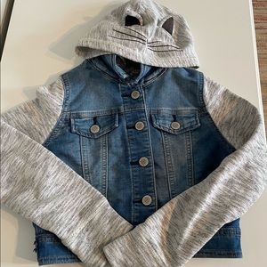 EUC- Jean jacket sweatshirt with hood